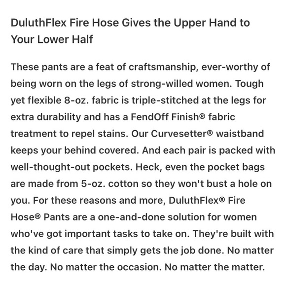 NWOT Duluth Trading Co. 6x31 Slim Fire Hose Cargo Pant - Picture 8 of 9